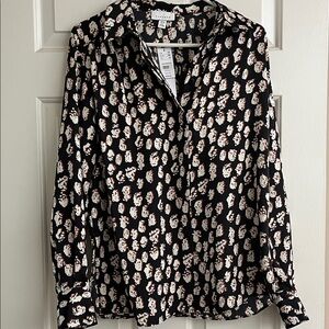 Topshop Black and Cream Button Down Shirt